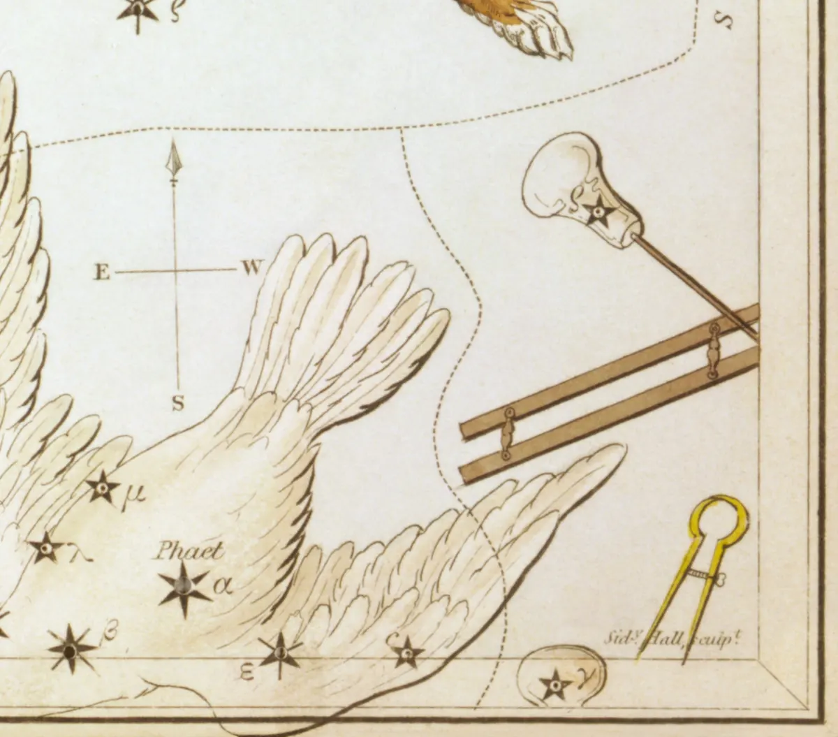 Caelum as drawn by Sidney Hall in Urania's Mirror, 1824.
