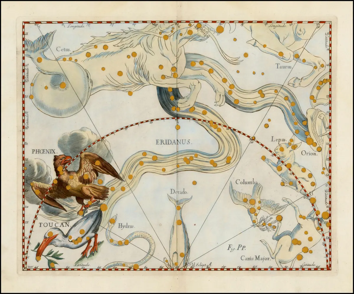 Eridanus as drawn by Johannes Hevelius in Firmamentum Sobiescianum, 1690.