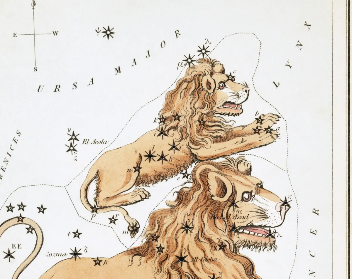 Leo Minor as drawn by Sidney Hall in Urania's Mirror, 1824.