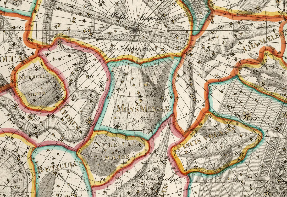 Mensa as drawn by Johann Elert Bode in Uranographia, 1801.