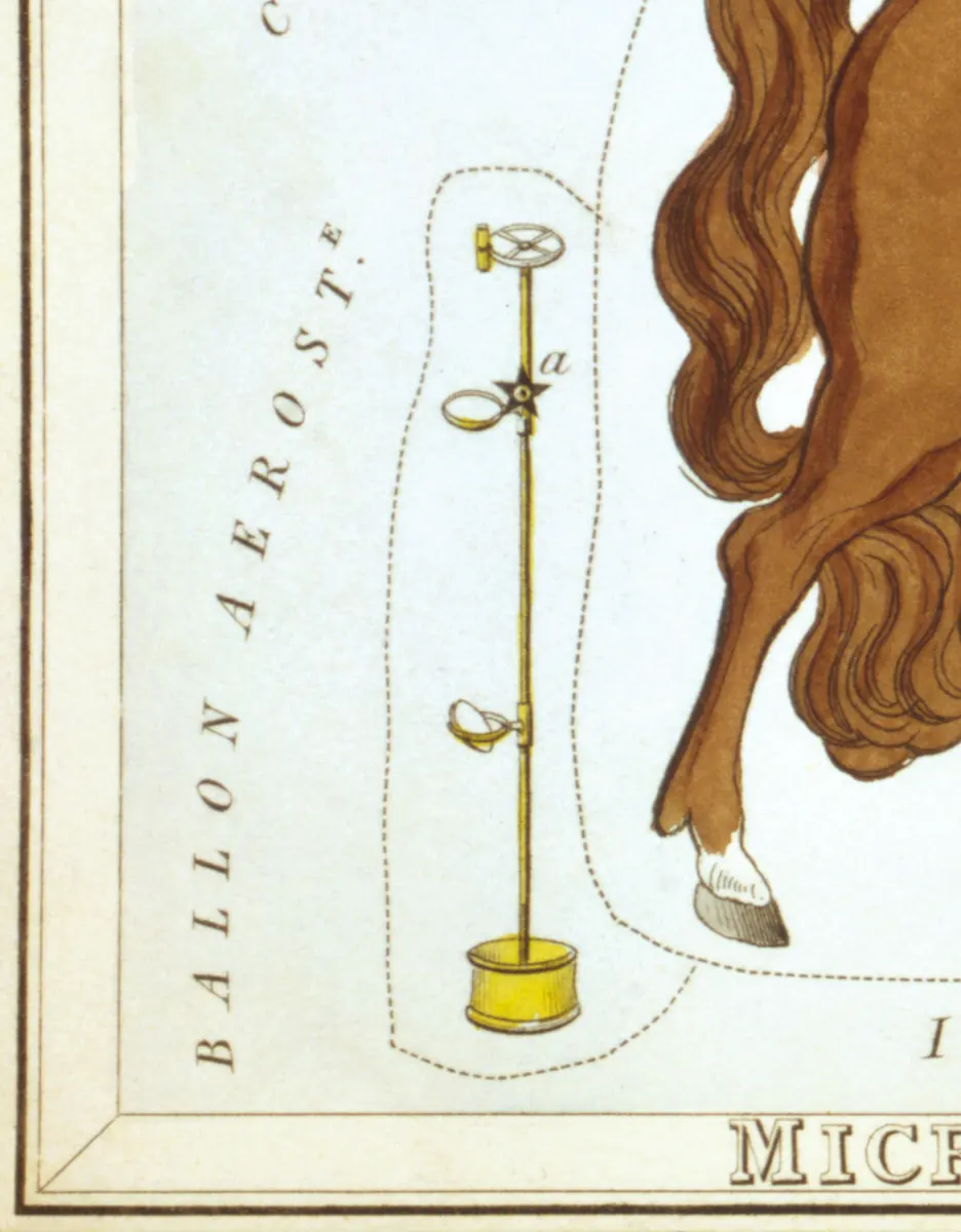 Microscopium as drawn by Sidney Hall in Urania's Mirror, 1824.