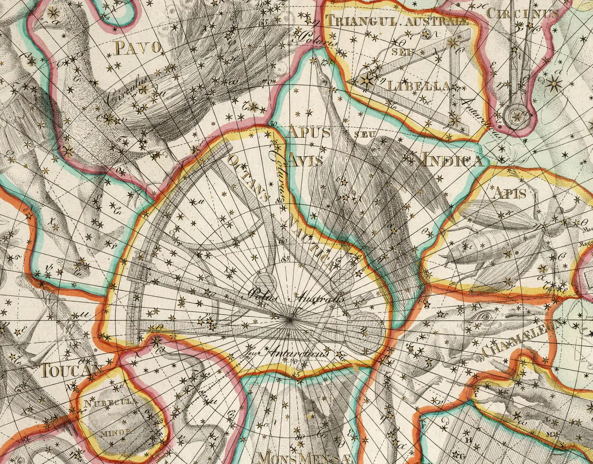 Octans as drawn by Johann Elert Bode in Uranographia, 1801.