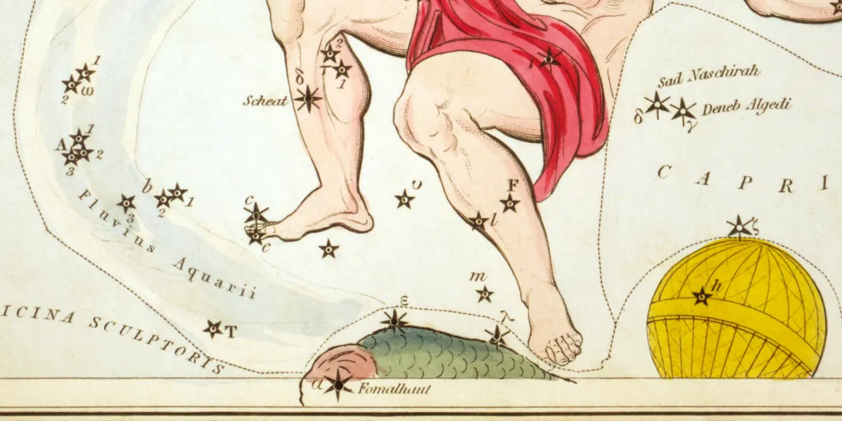Piscis Austrinus as drawn by Sidney Hall in Urania's Mirror, 1824.