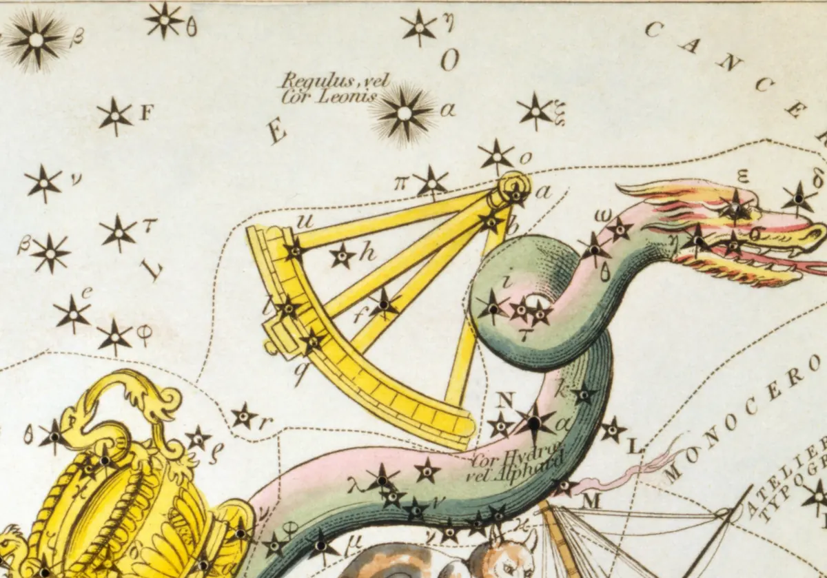 Sextans as drawn by Sidney Hall in Urania's Mirror, 1824.