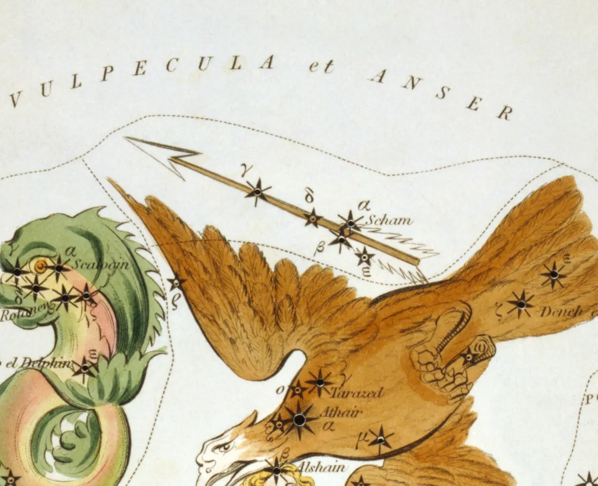 Sagitta as drawn by Sidney Hall in Urania's Mirror, 1824.