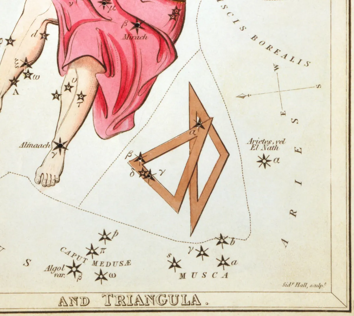 Triangulum as drawn by Sidney Hall in Urania's Mirror, 1824.