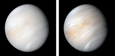 As it sped away from Venus, NASA's Mariner 10 spacecraft captured this seemingly peaceful view of a planet the size of Earth, wrapped in a dense, global cloud layer.